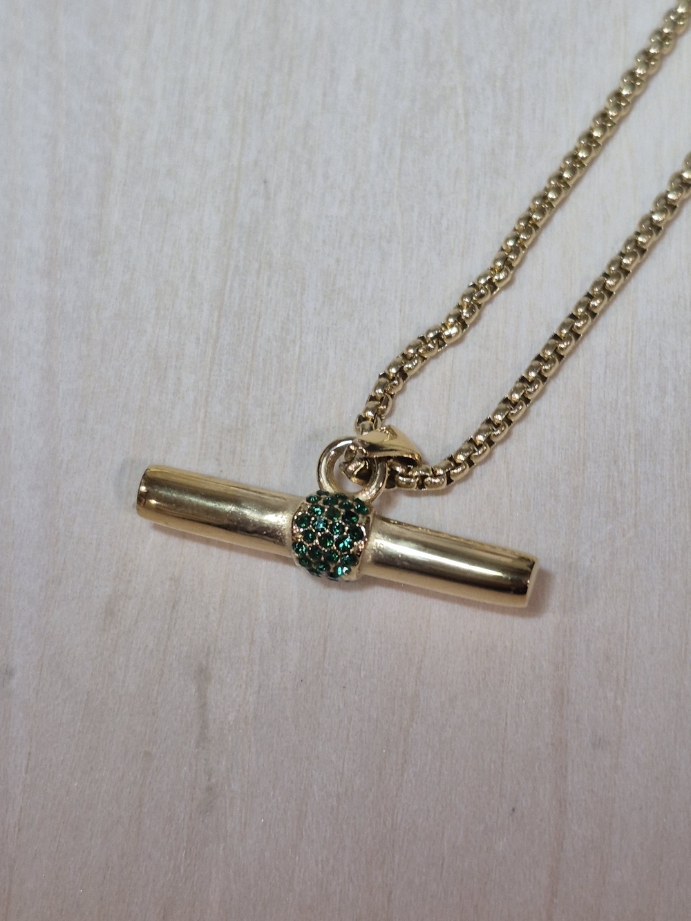 ππNEWππ STUNNING!! 18KT Over Stainless Steel CZ T-Bar Necklace - Picture 16 of 16